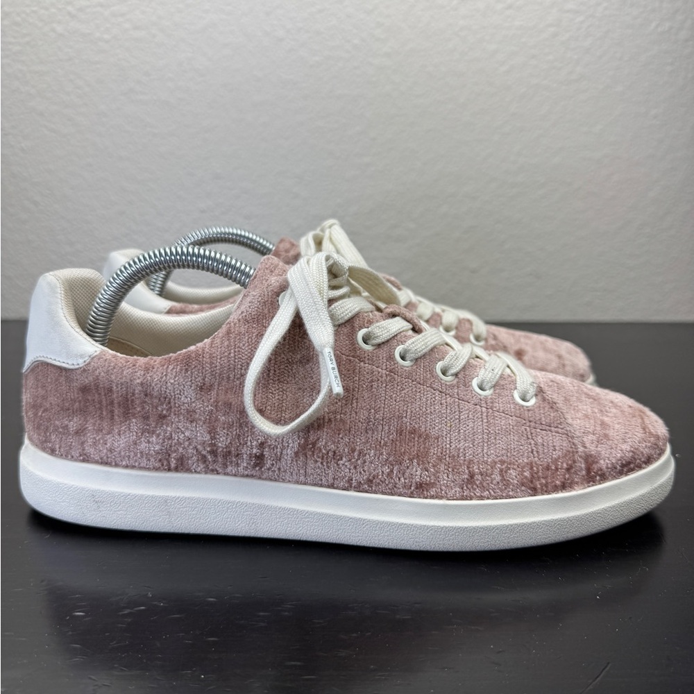 Tory Burch Women’s Howell Court Velvet Mauve Pink Sneaker Size US 9